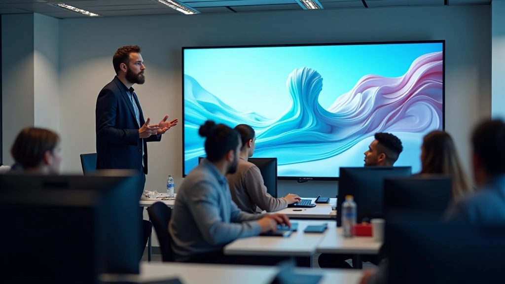 Sessione di workshop interattiva con istruzioni su animazioni di forme liquide