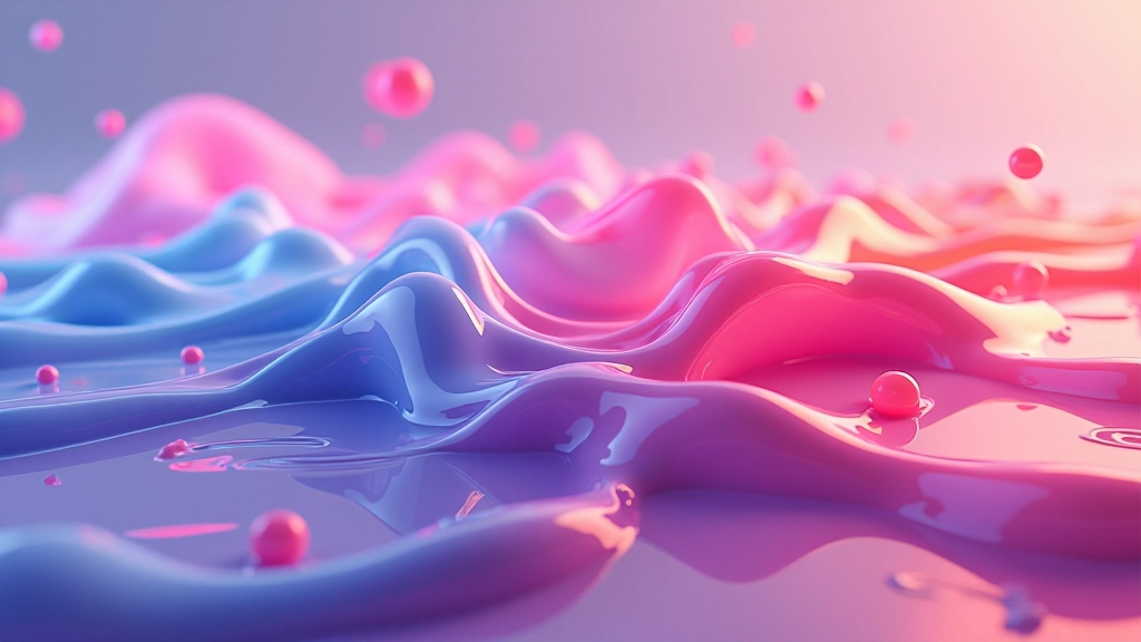Animazione di liquido che fluisce e si trasforma con shader WebGL, colori sfumati e brillanti